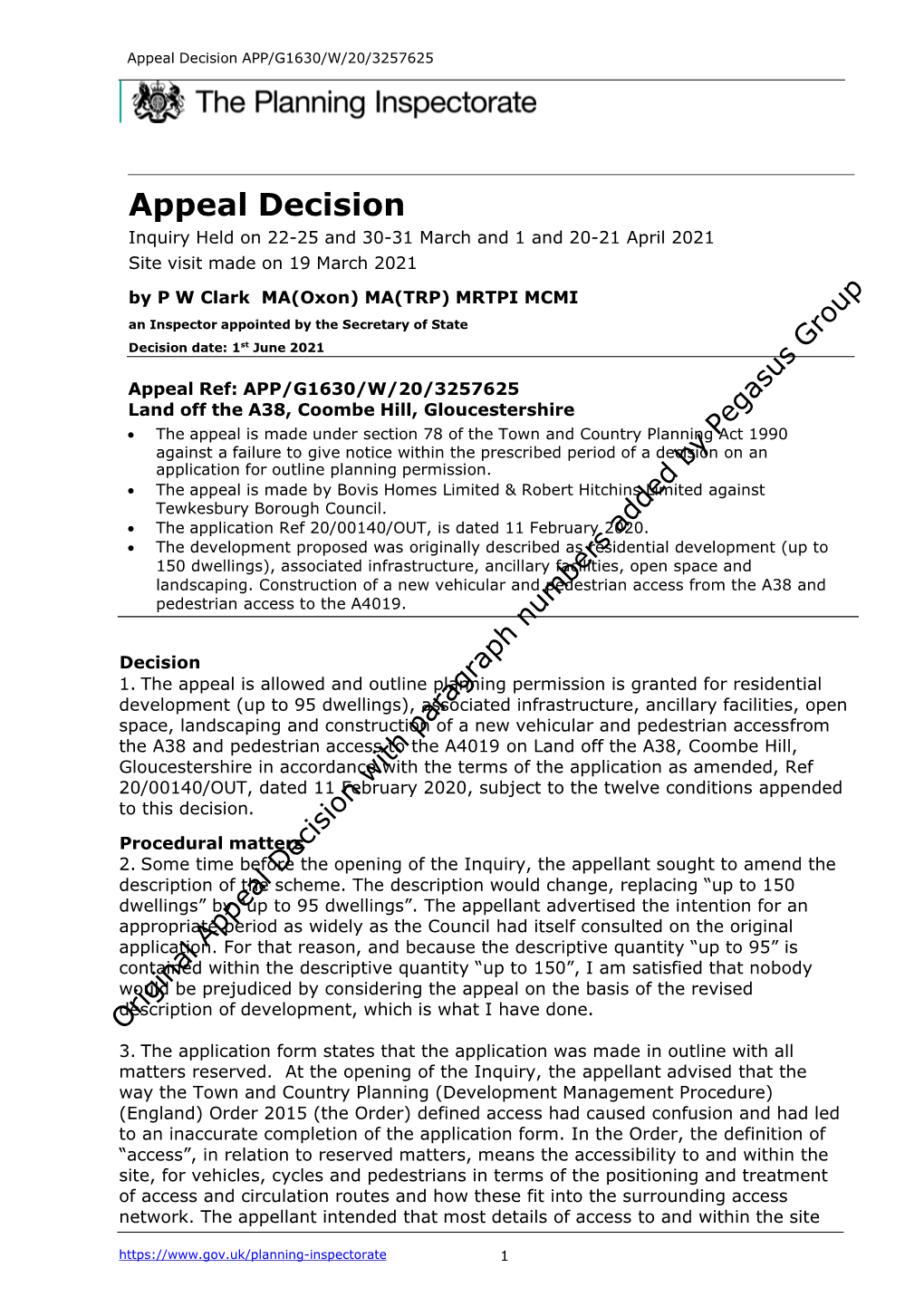 Appeal Decision APP/G1630/W/20/3257625