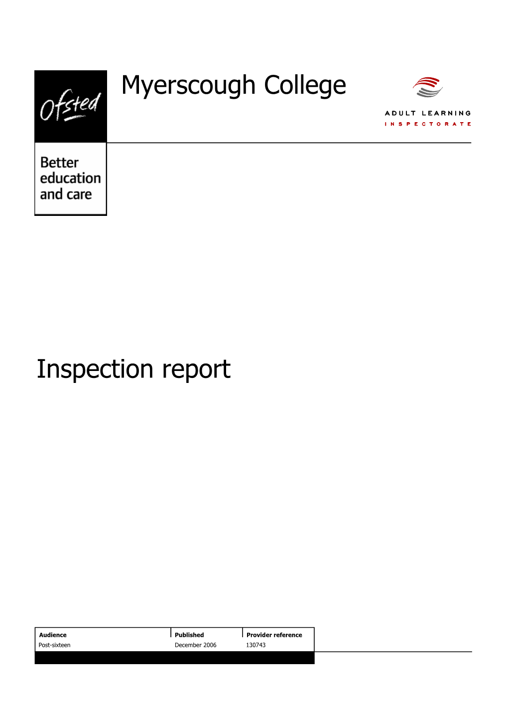 Myerscough College Inspection Report