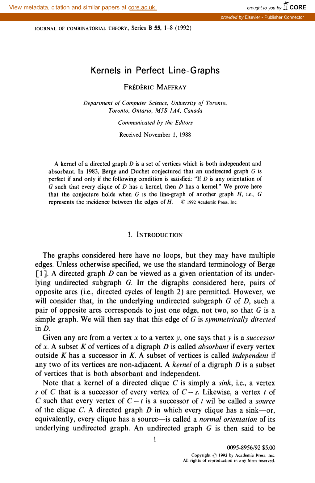 Kernels in Perfect Line-Graphs