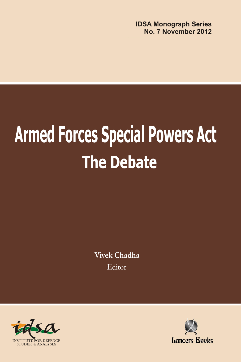Armed Forces Special Powers Act: the Debate