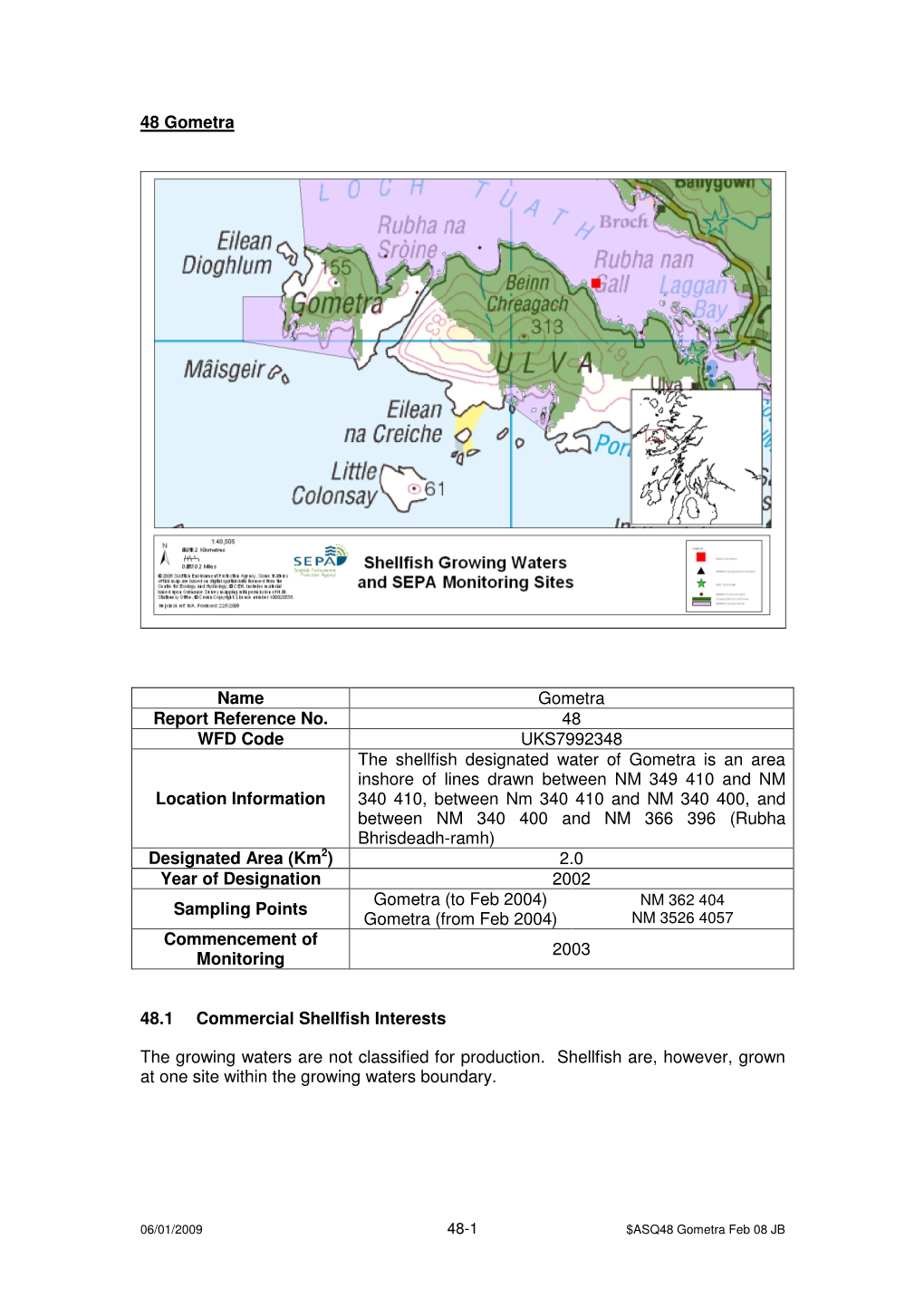 48 Gometra Name Gometra Report Reference No. 48 WFD Code