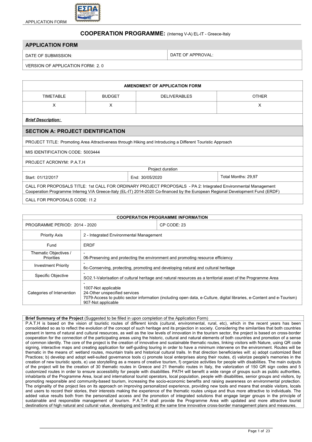 Application Form Section A