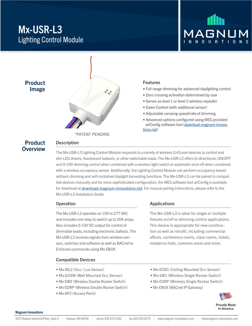 Mx-USR-L3 Lighting Control Module