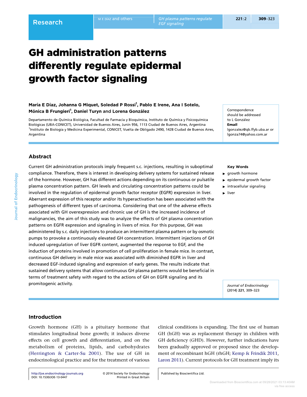 GH Administration Patterns Differently Regulate Epidermal Growth Factor Signaling