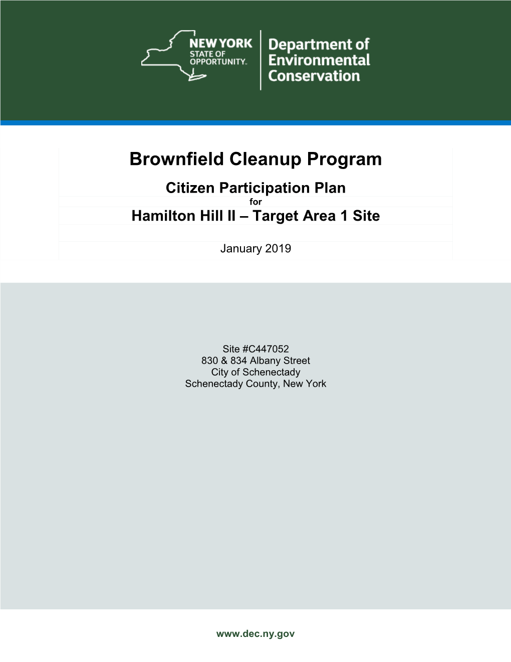 Brownfield Cleanup Program Citizen Participation Plan for Hamilton Hill II – Target Area 1 Site