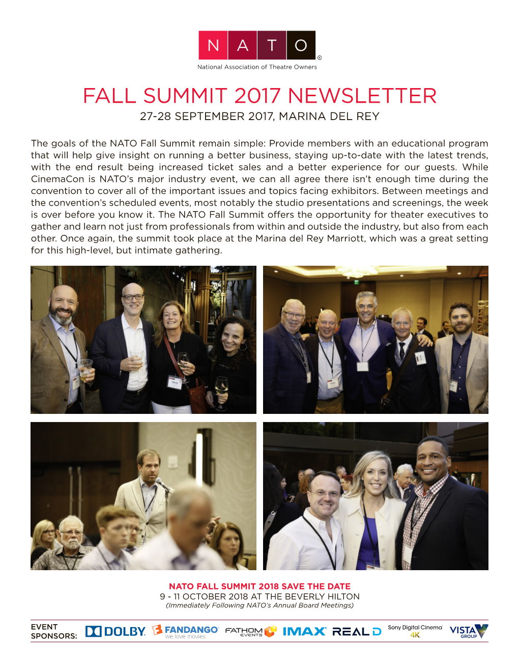 Fall Summit 2017 Newsletter 27-28 September 2017, Marina Del Rey