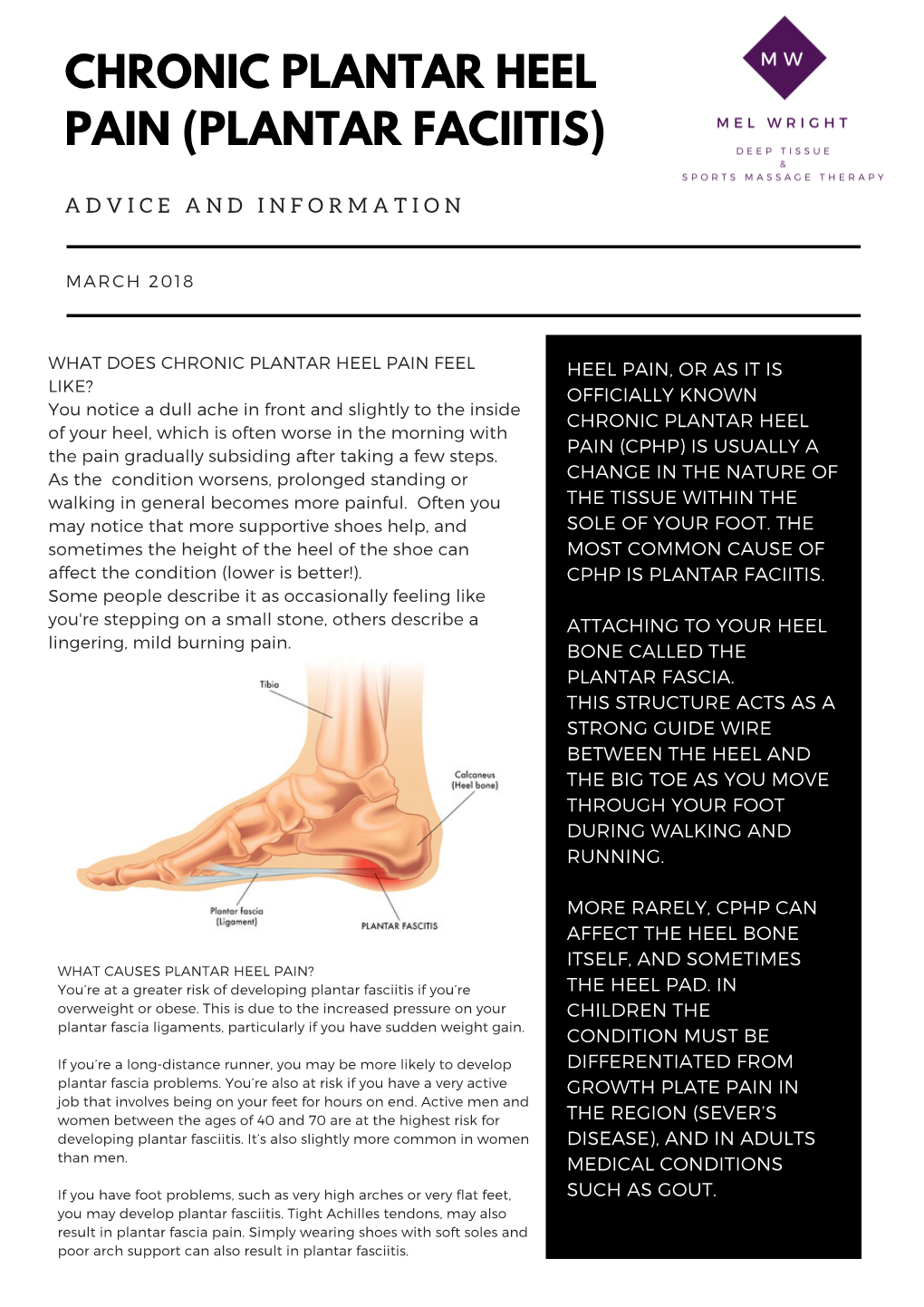 Chronic Plantar Heel Pain (Plantar Faciitis)