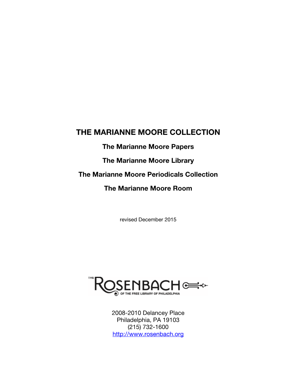 The Marianne Moore Collection