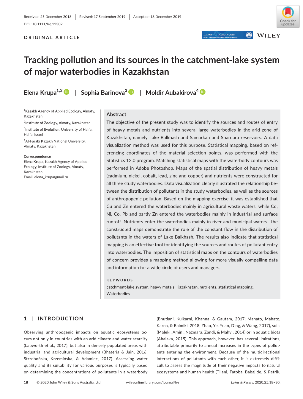 Tracking Pollution and Its Sources in the Catchment‐Lake System of Major
