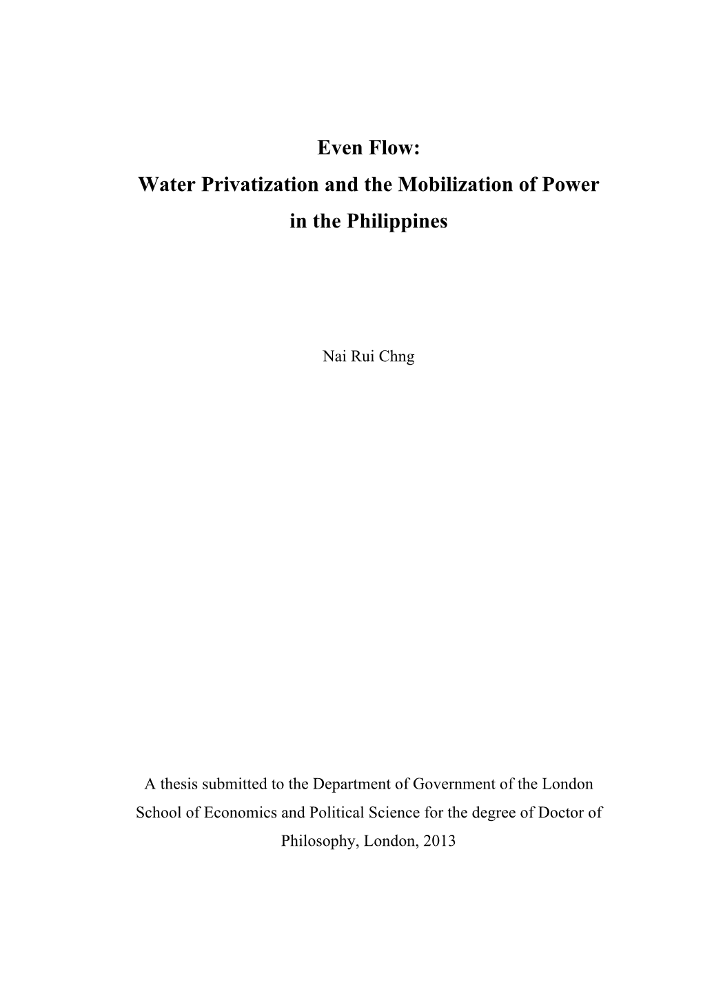 Water Privatization and the Mobilization of Power in the Philippines