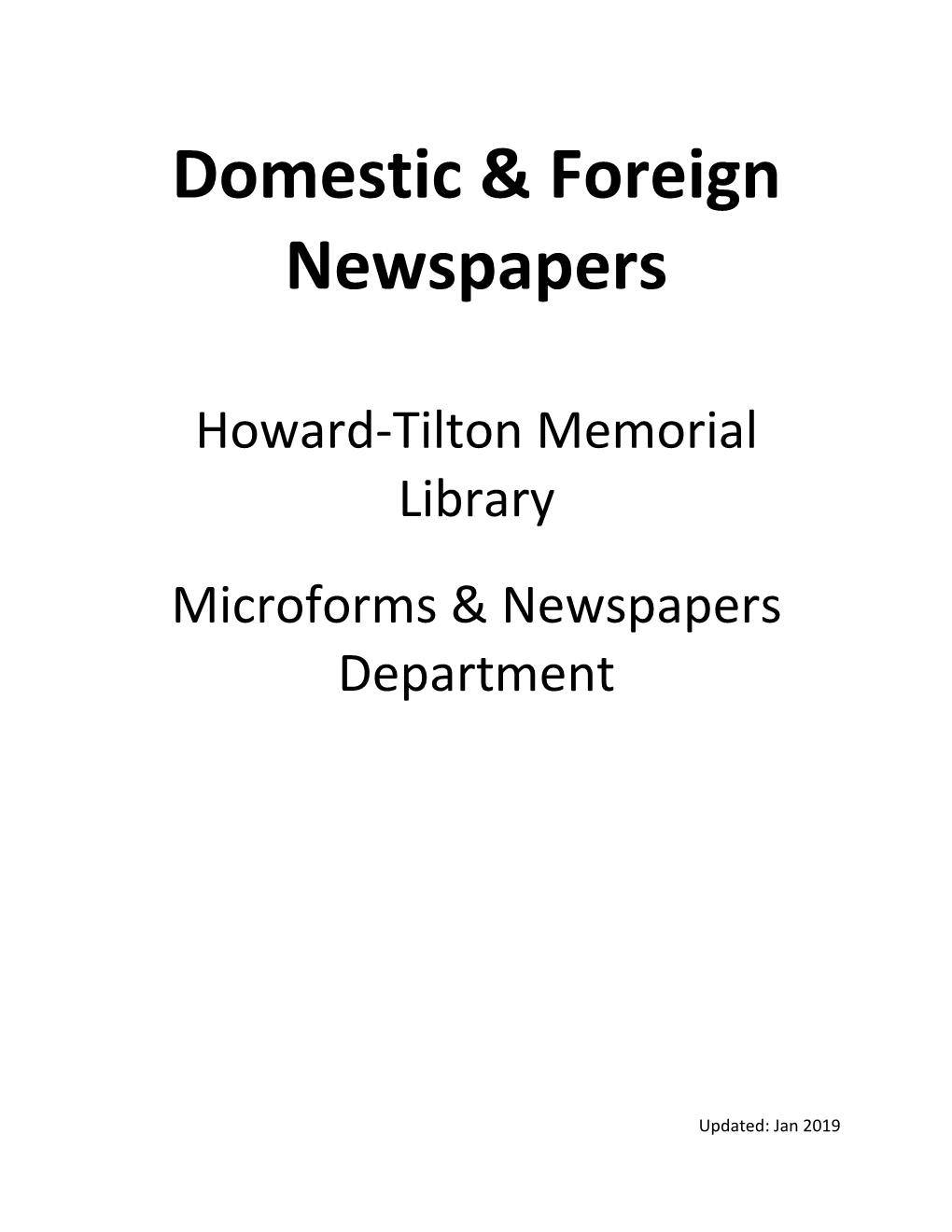 Domestic & Foreign Newspapers