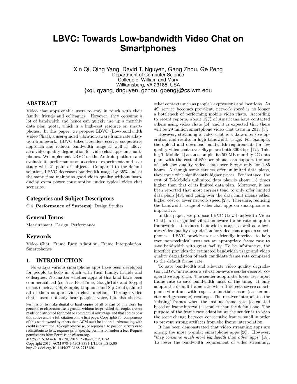 LBVC: Towards Low-Bandwidth Video Chat on Smartphones