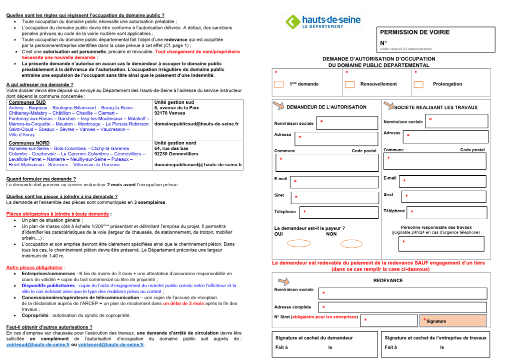 Formulaire D'occupation Du Domaine Public (Pdf