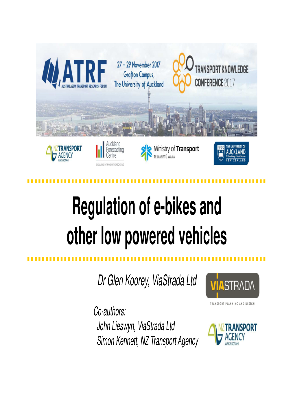 Regulation of E-Bikes and Other Low Powered Vehicles