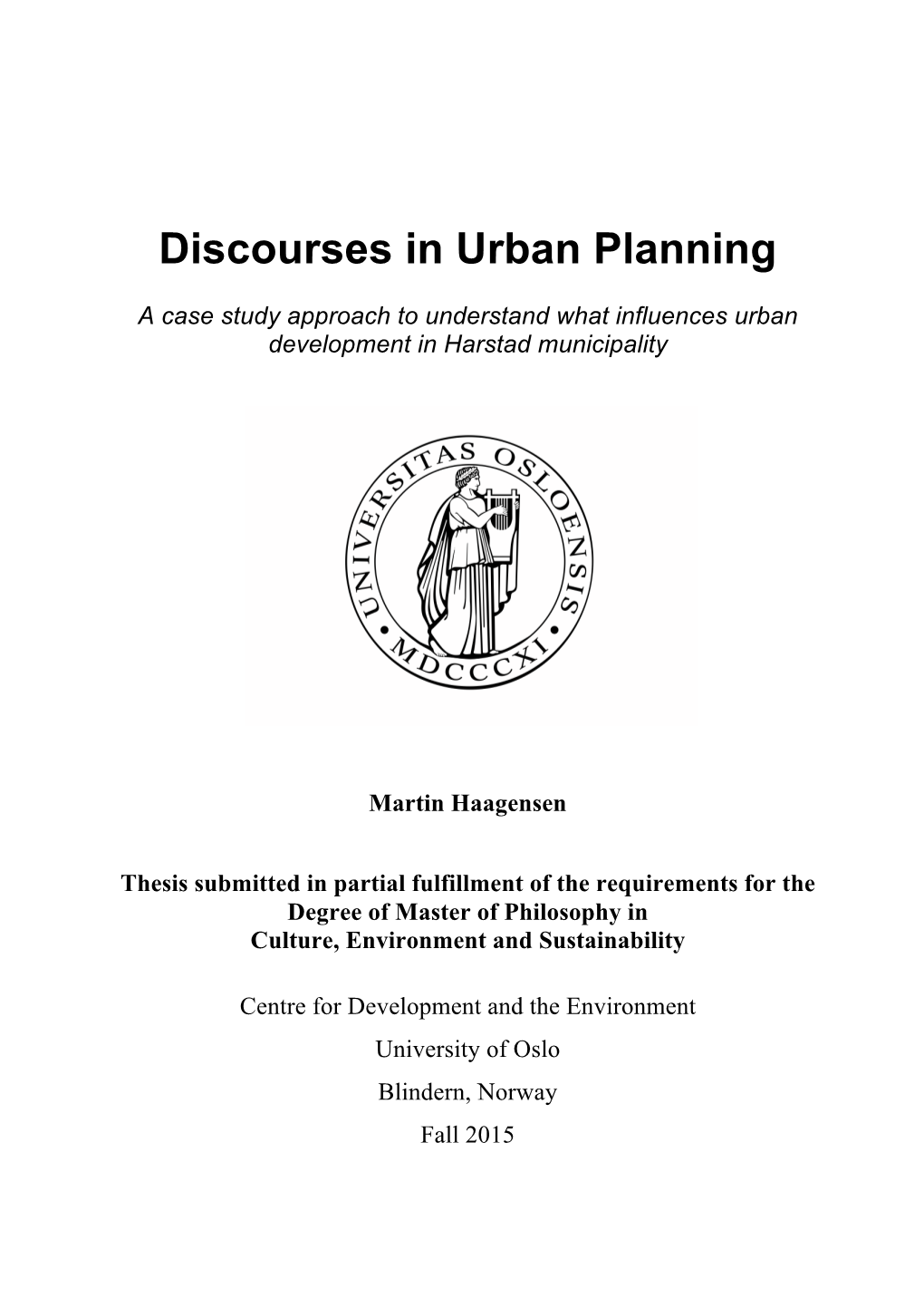 Discourses in Urban Planning