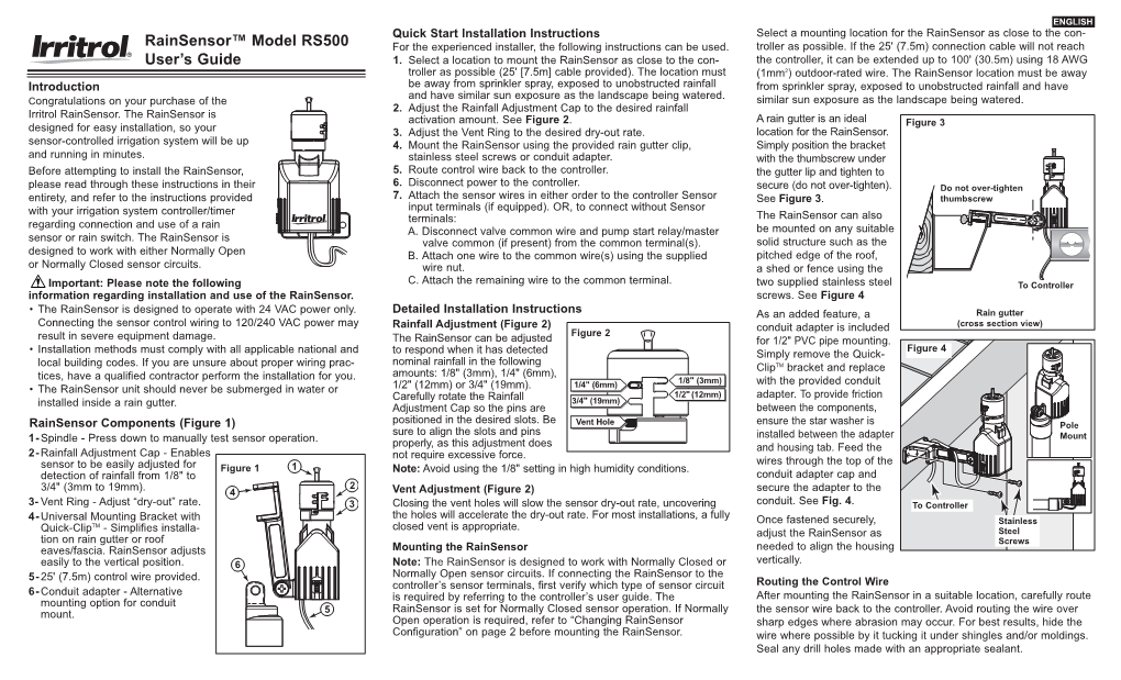 Rainsensor™ Model RS500 User's Guide