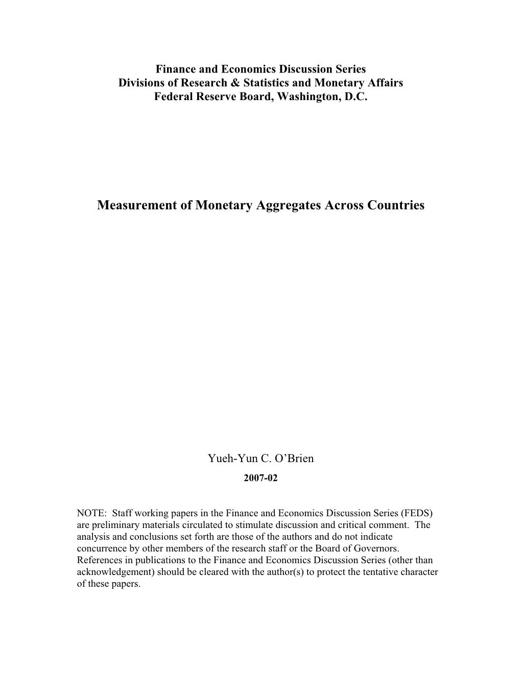 Measurement of Monetary Aggregates Across Countries