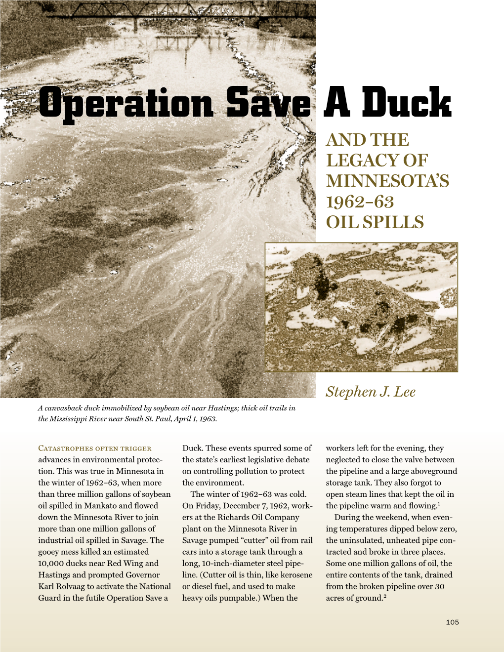 Operation Save a Duck and the Legacy of Minnesota's 1962-63 Oil Spills