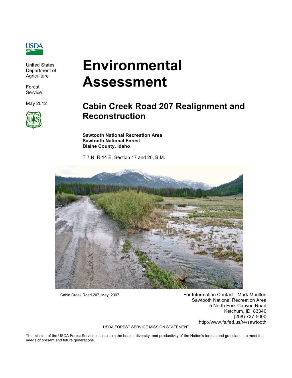 Environmental Assessment Cabin Creek Road 70207 Realignment and Reconstruction Table of Contents