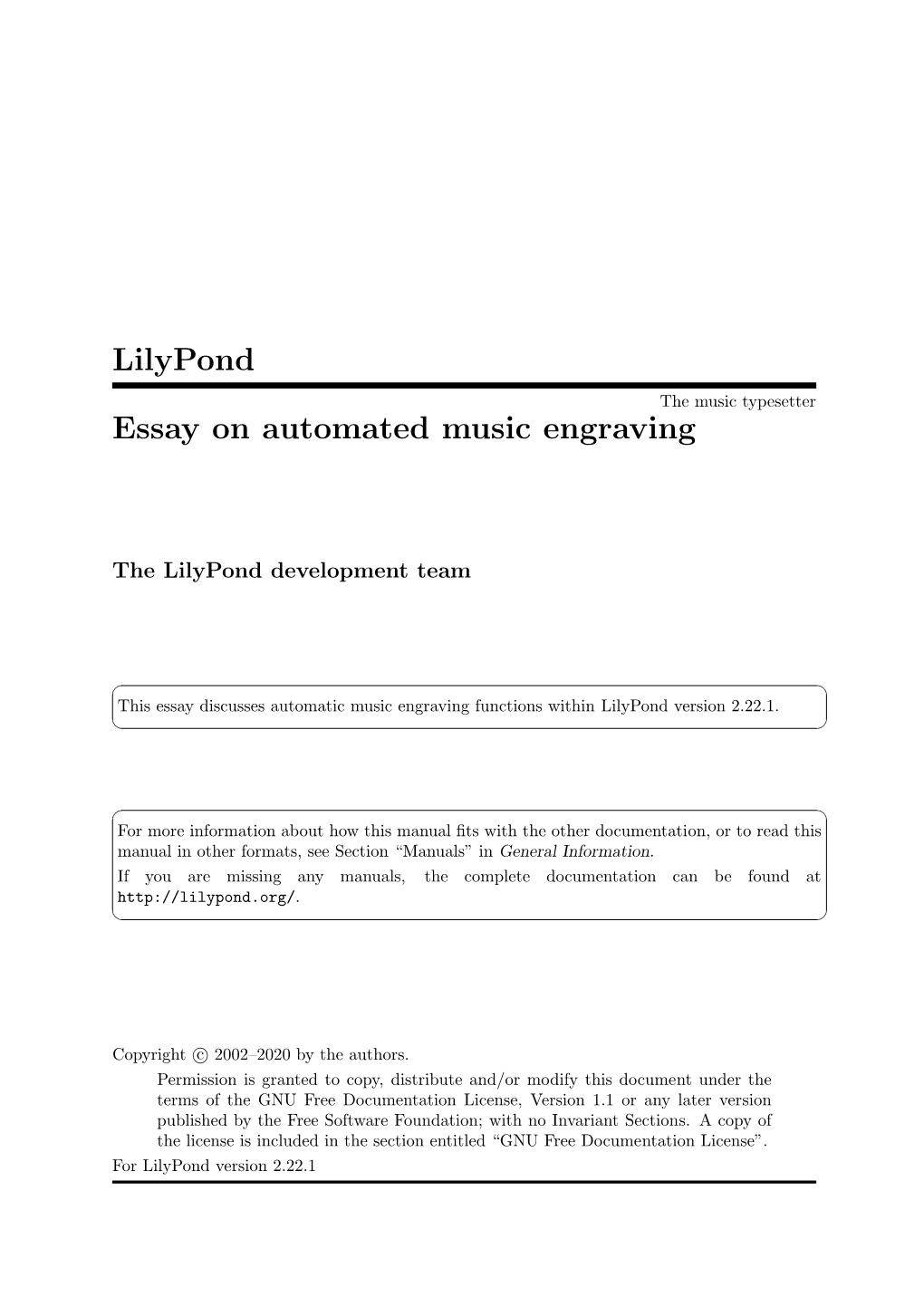Lilypond Essay on Automated Music Engraving