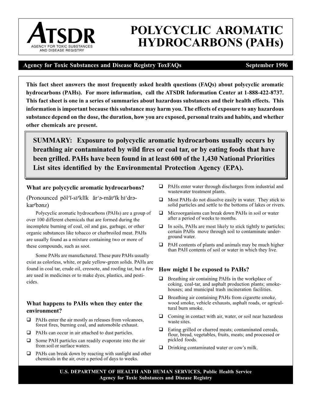 POLYCYCLIC AROMATIC HYDROCARBONS (Pahs)