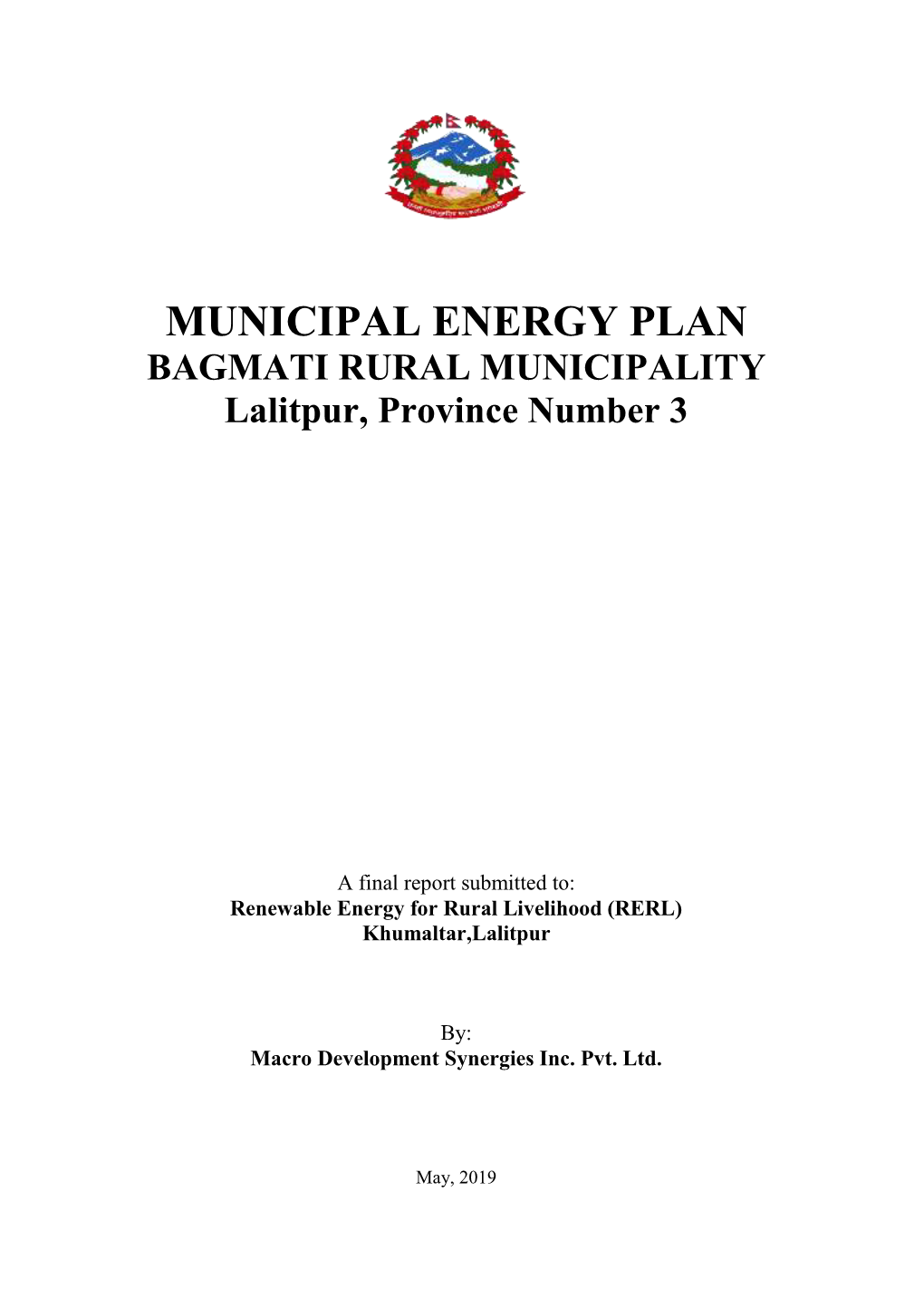 Municipal Energy Plan Bagmati Rural Municipality