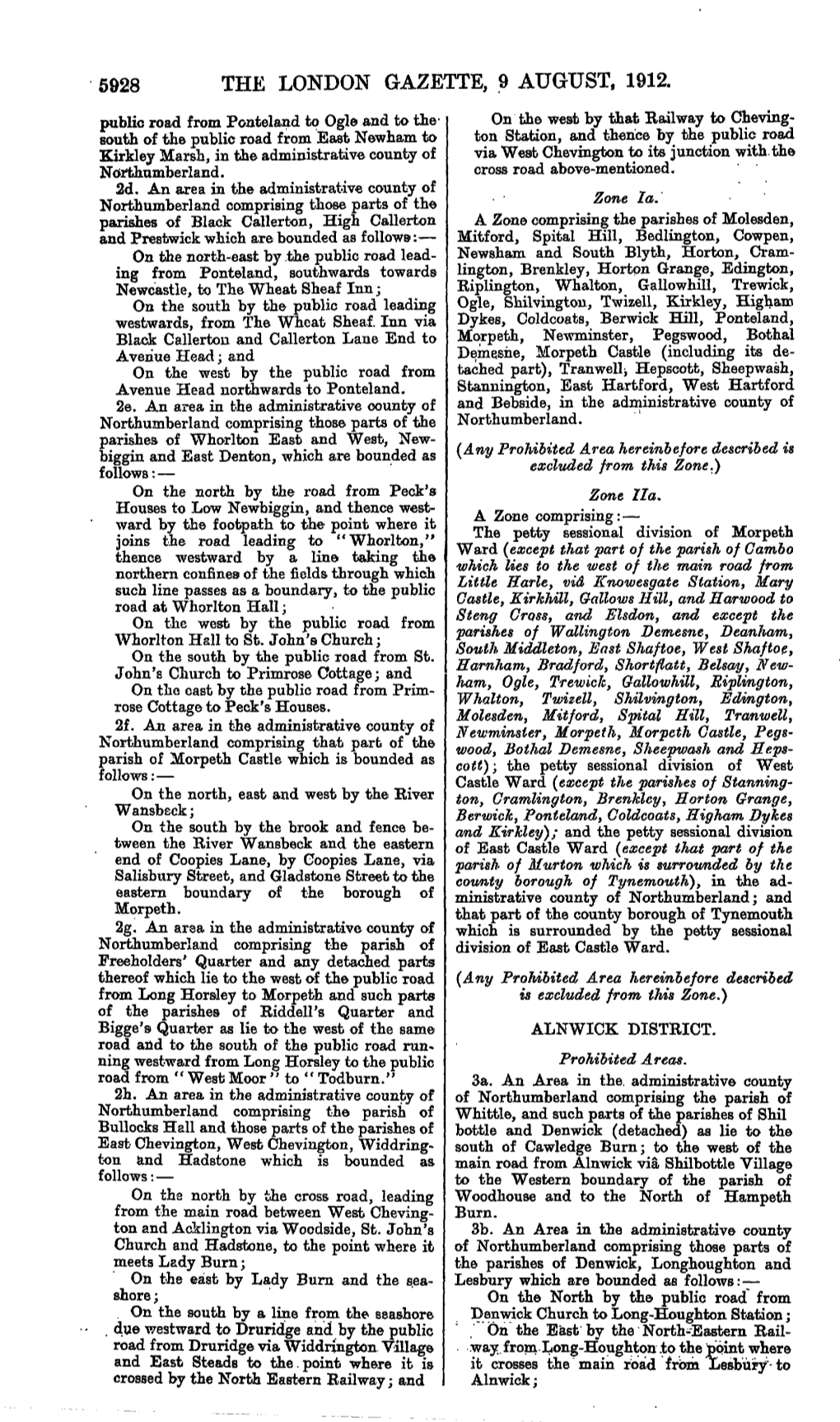 5928 the London Gazette, 9 August, 1912