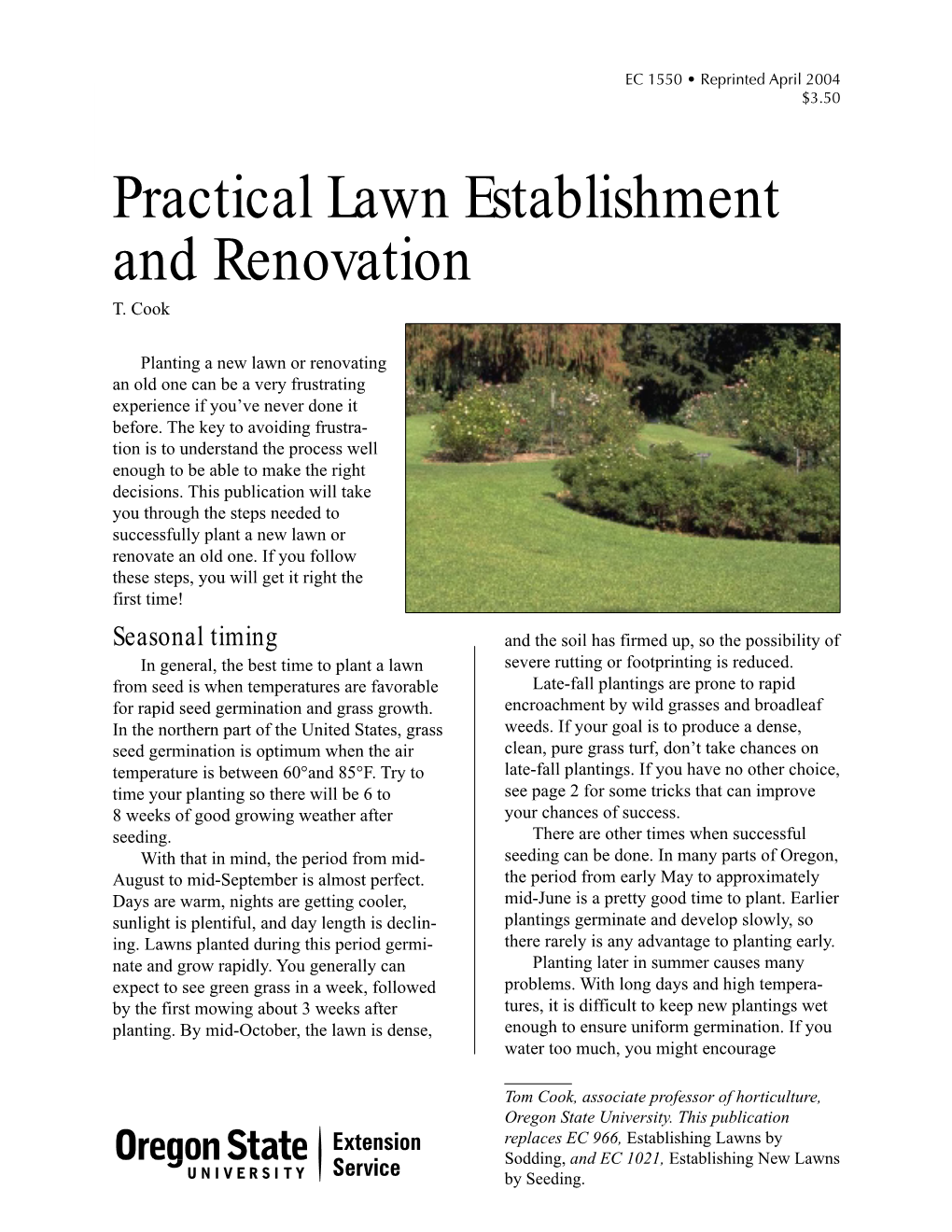 Practical Lawn Establishment and Renovation T