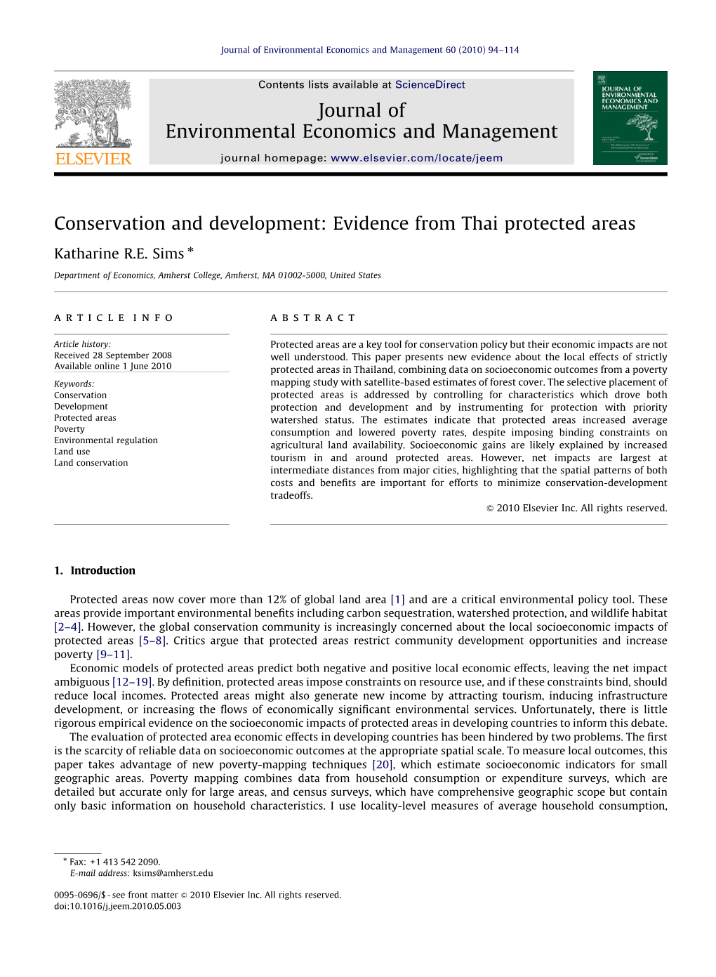 Conservation and Development Evidence from Thai Protected Areas