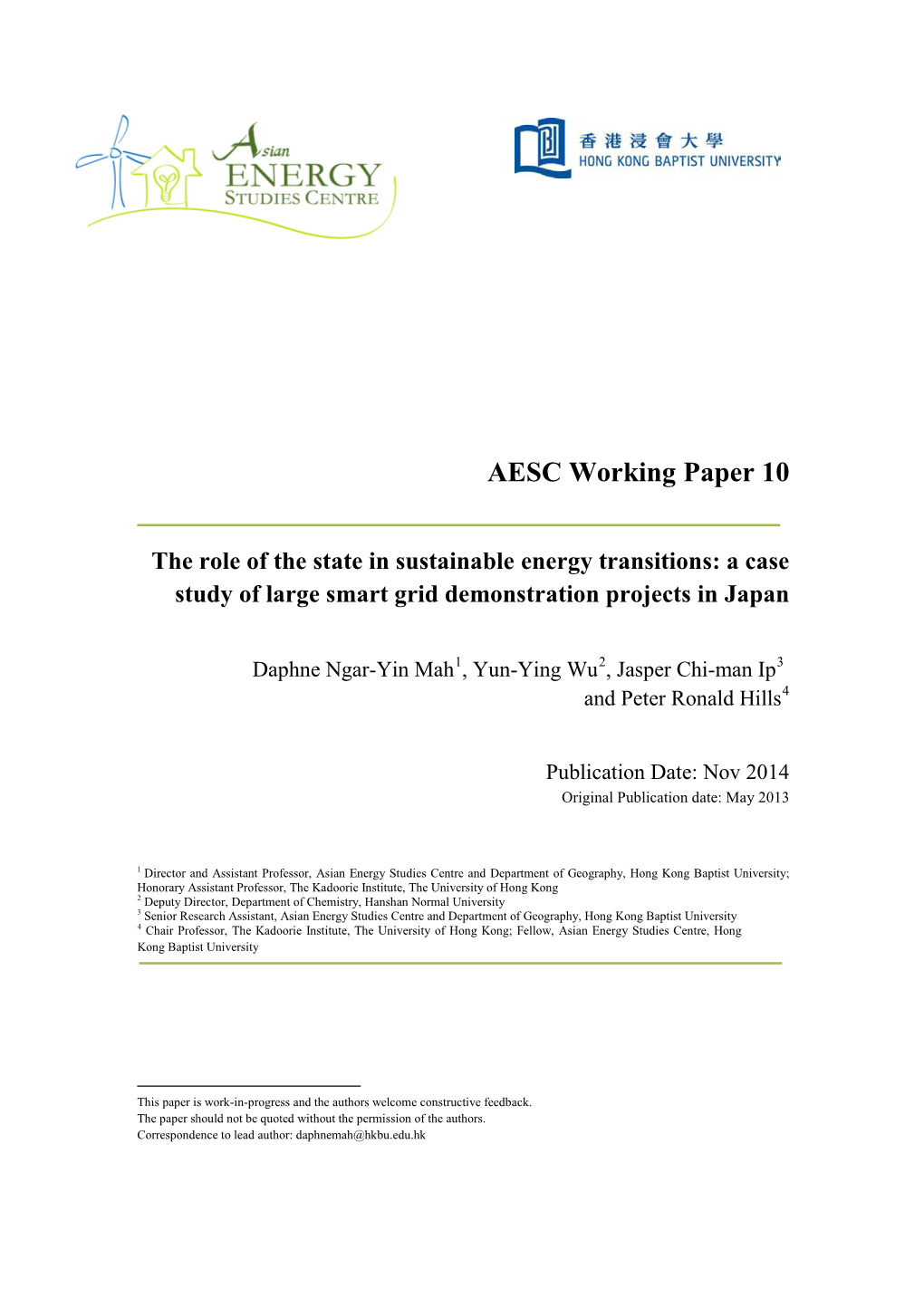 AESC Working Paper 10