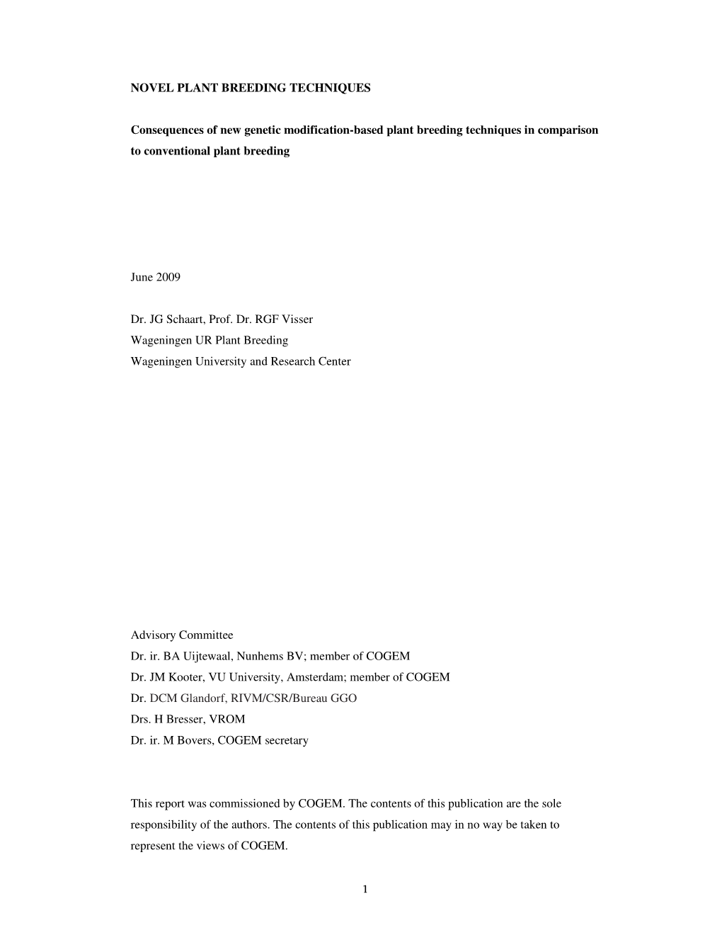 Novel Plant Breeding Techniques