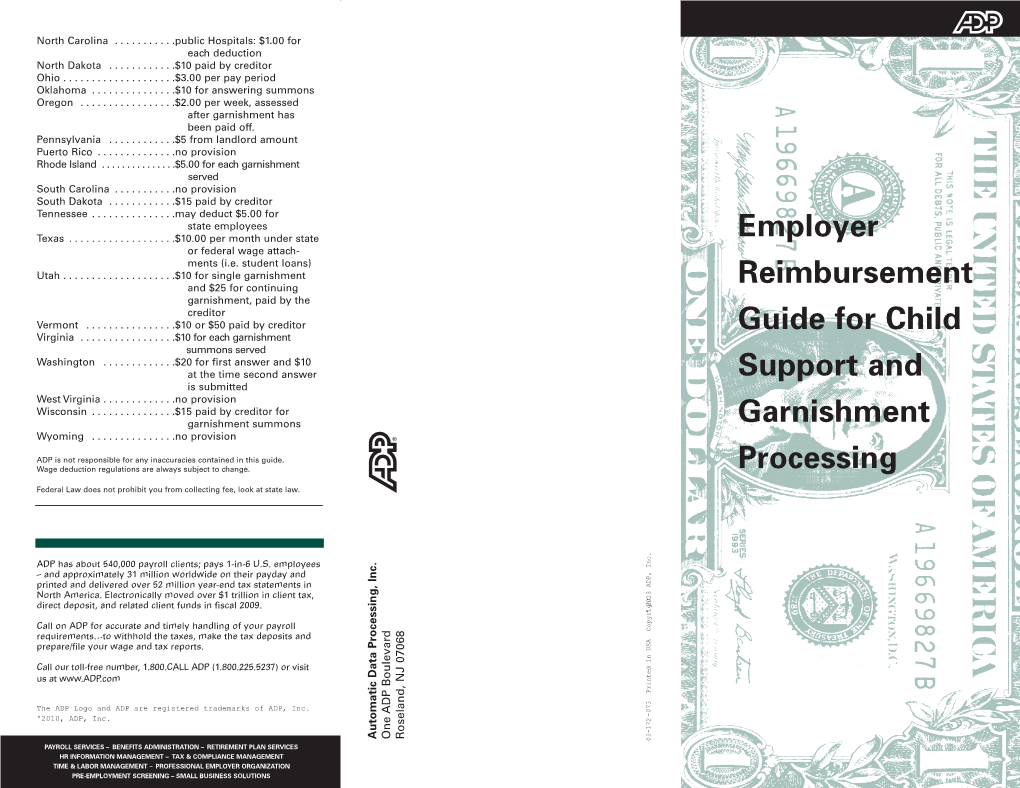 Employer Reimbursement Guide for Child Support and Garnishment