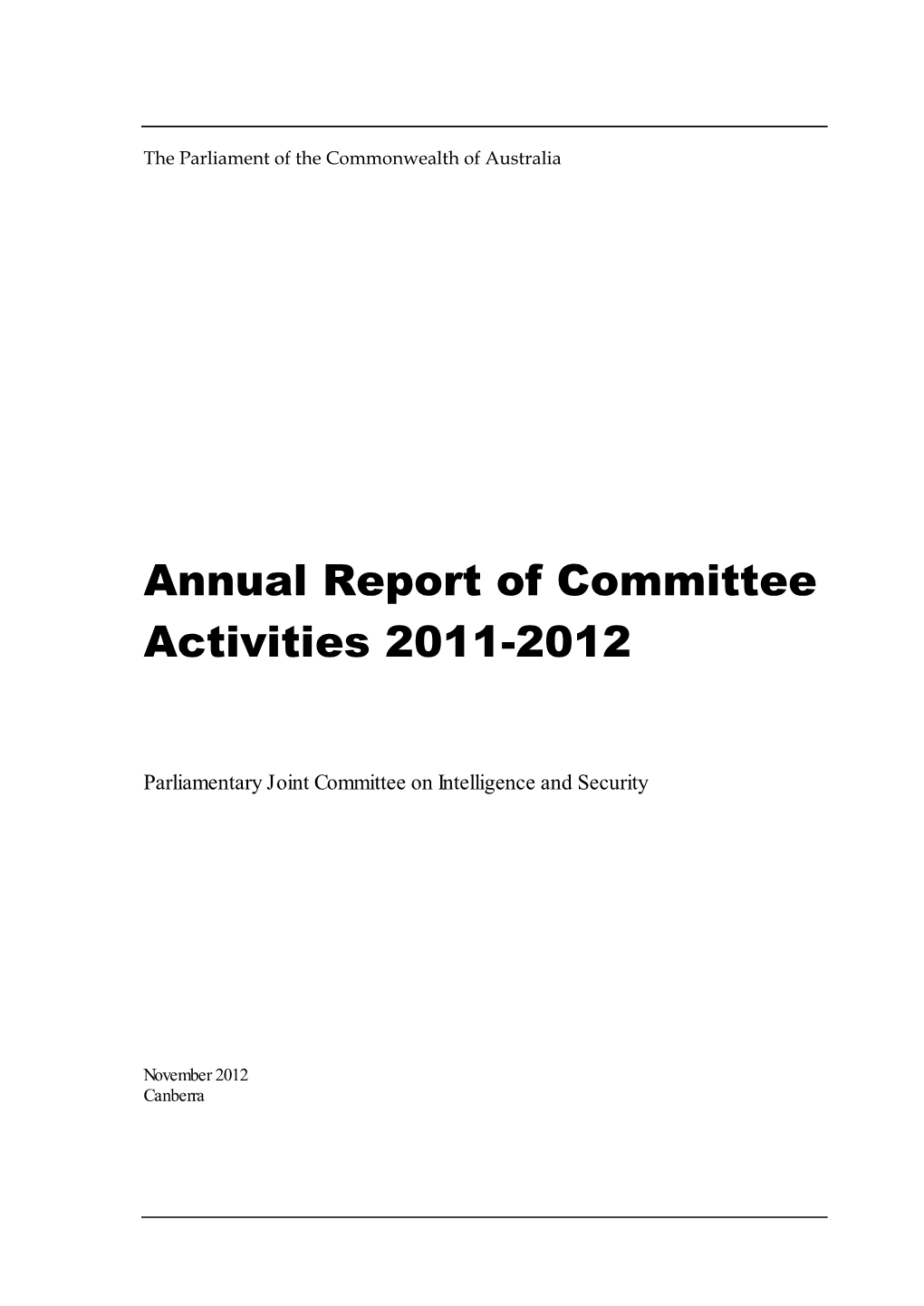 Annual Report of Committee Activities 2011-2012