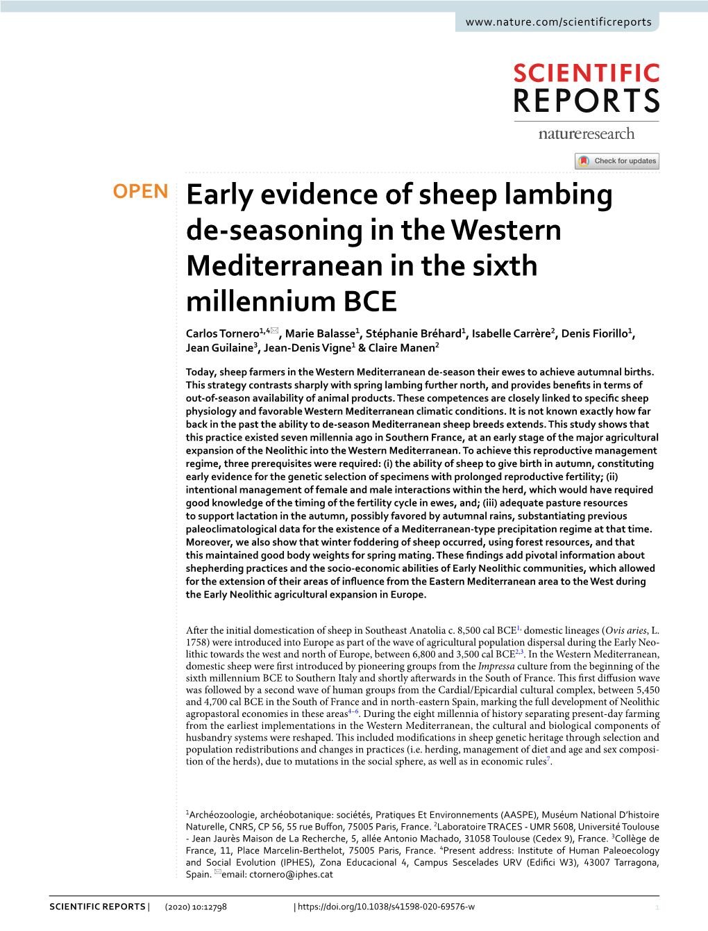 Early Evidence of Sheep Lambing De-Seasoning in the Western