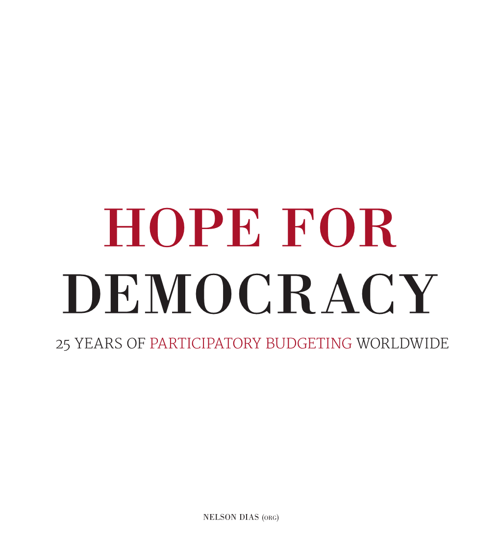 25 Years of Participatory Budgeting Worldwide Thecnical File