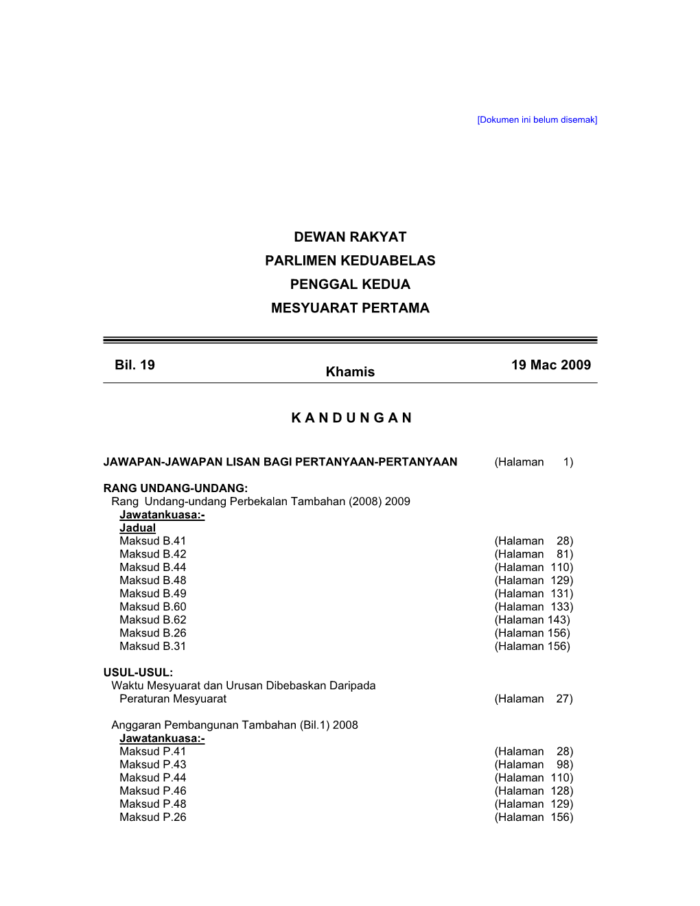 Dewan Rakyat Parlimen Keduabelas Penggal Kedua Mesyuarat Pertama