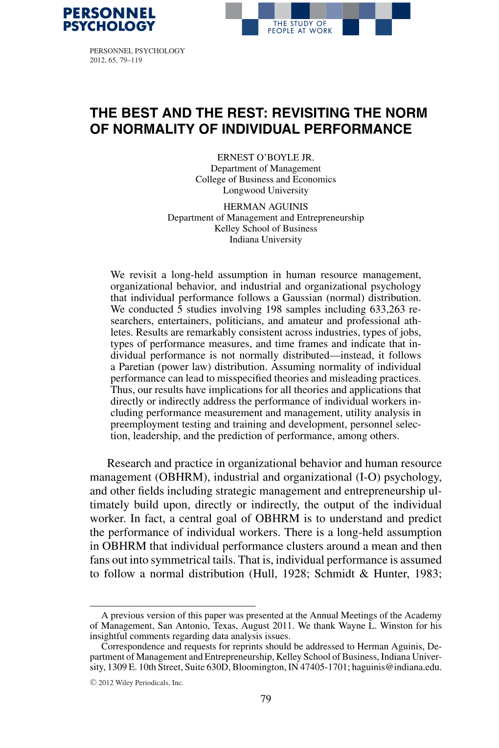 The Best and the Rest: Revisiting the Norm of Normality of Individual Performance