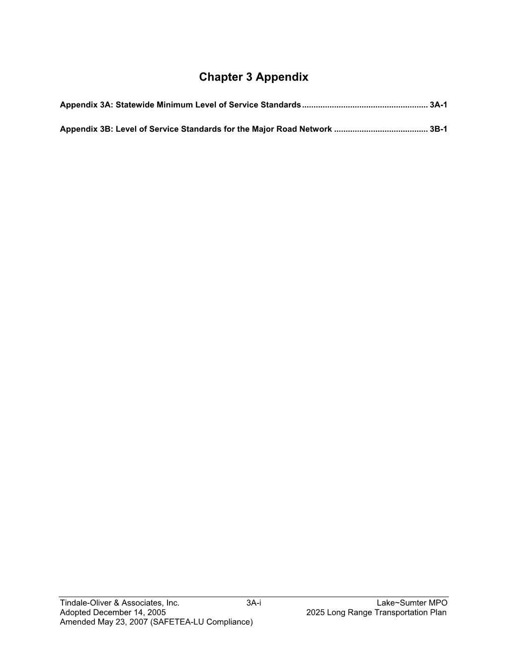 Appendix 3A: Statewide Minimum Level of Service Standards