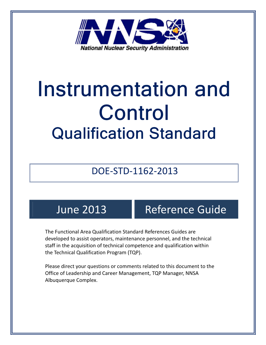 Instrumentation and Control Qualification Standard