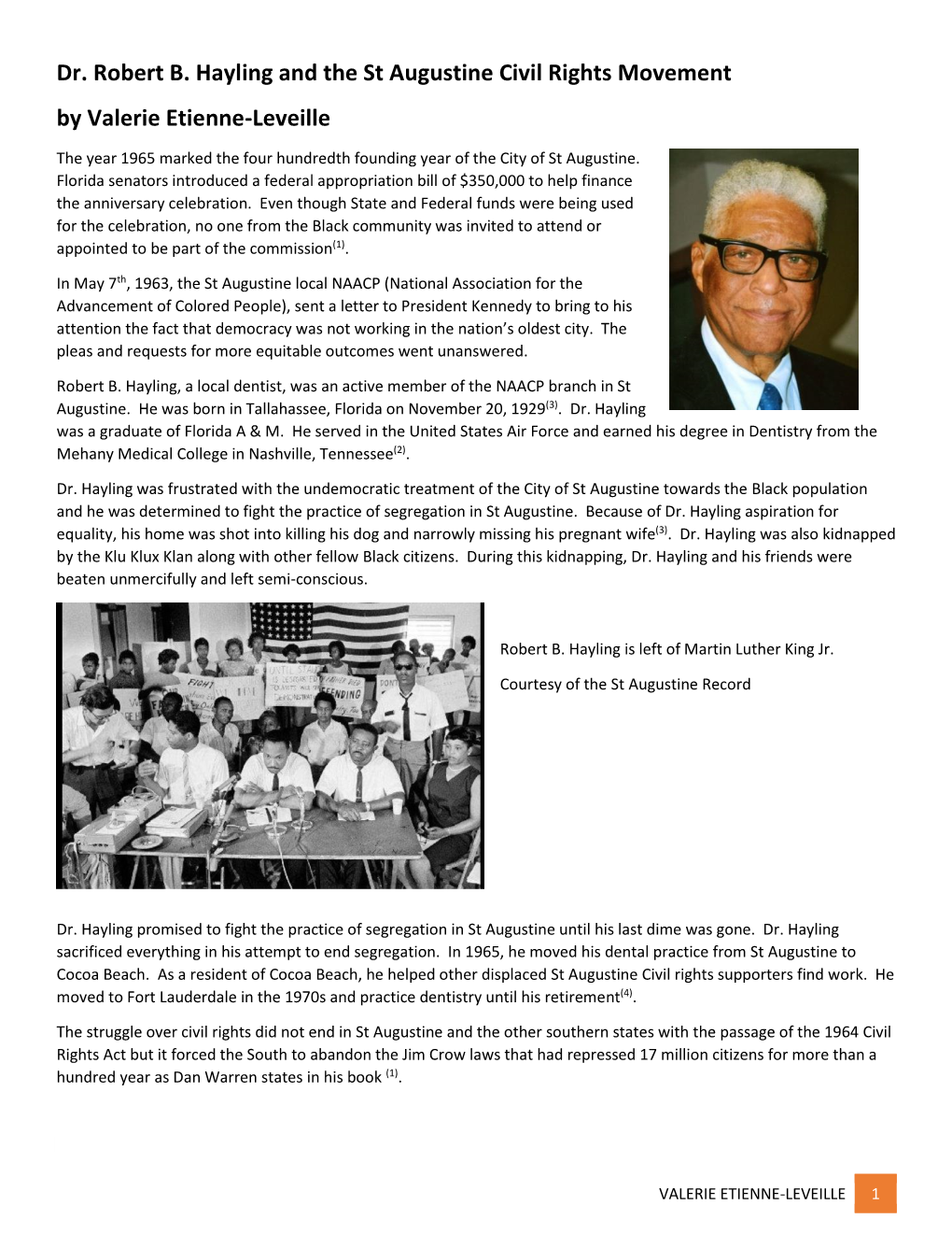 Dr. Robert Hayling and the Civil Rights Movement