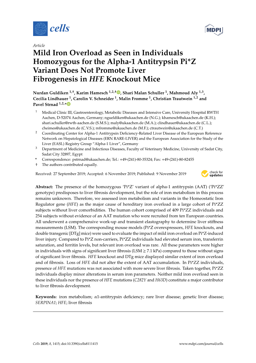 Mild Iron Overload As Seen in Individuals Homozygous for the Alpha-1 Antitrypsin Pi*Z Variant Does Not Promote Liver Fibrogenesis in HFE Knockout Mice