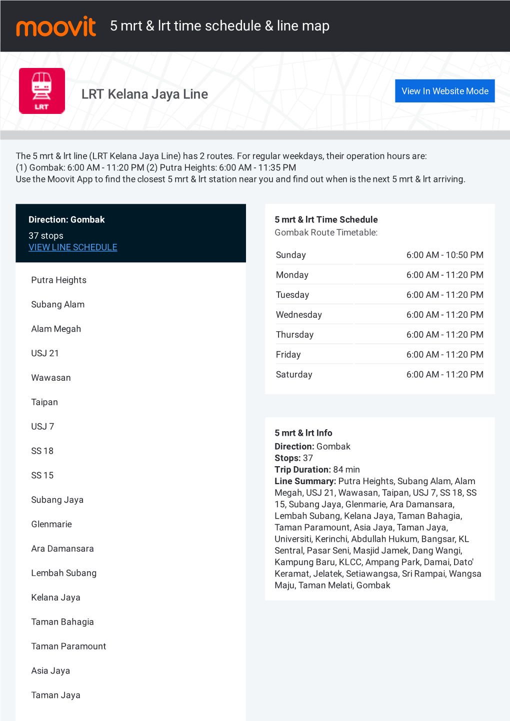 5 Mrt & Lrt Time Schedule & Line Route