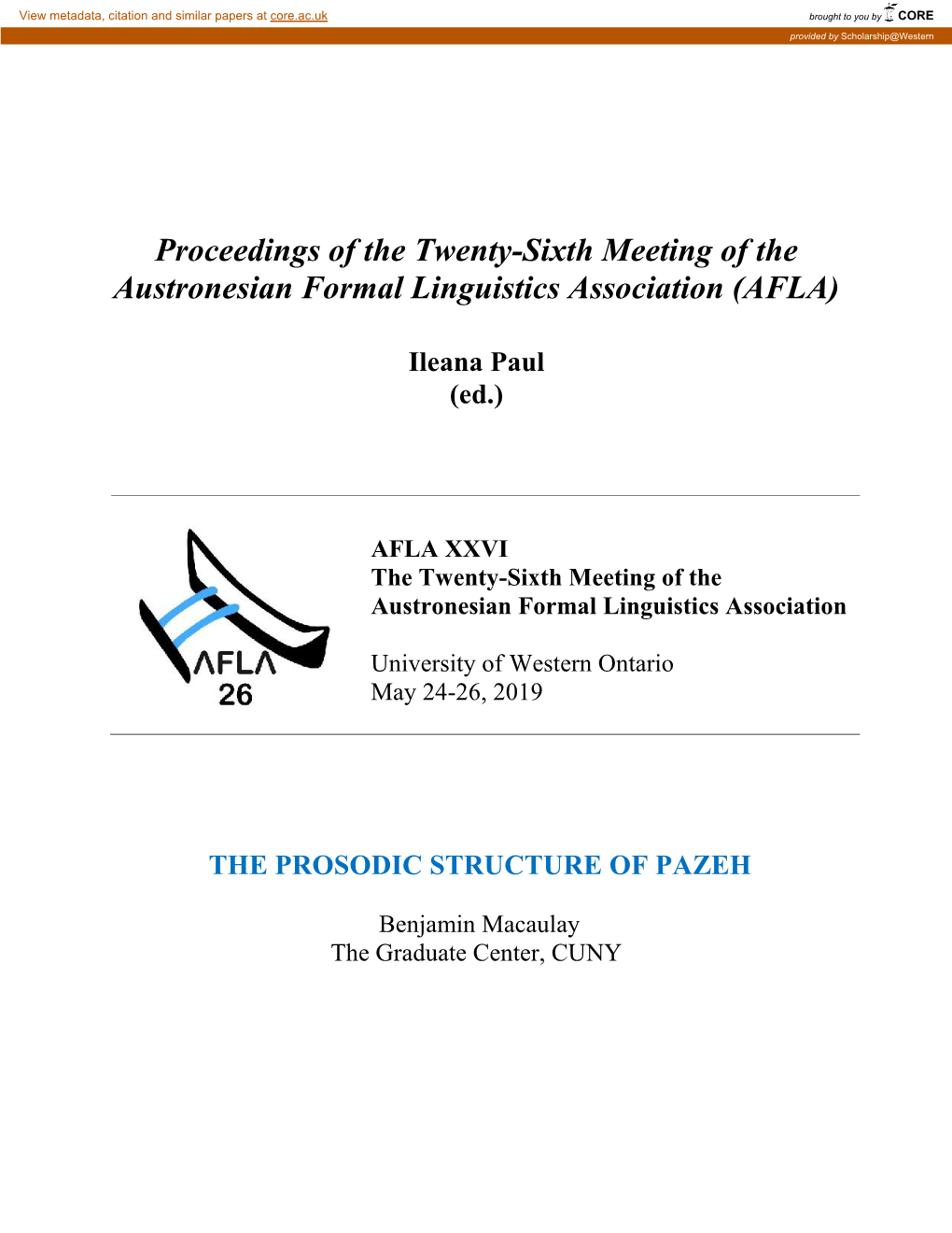 The Prosodic Structure of Pazeh