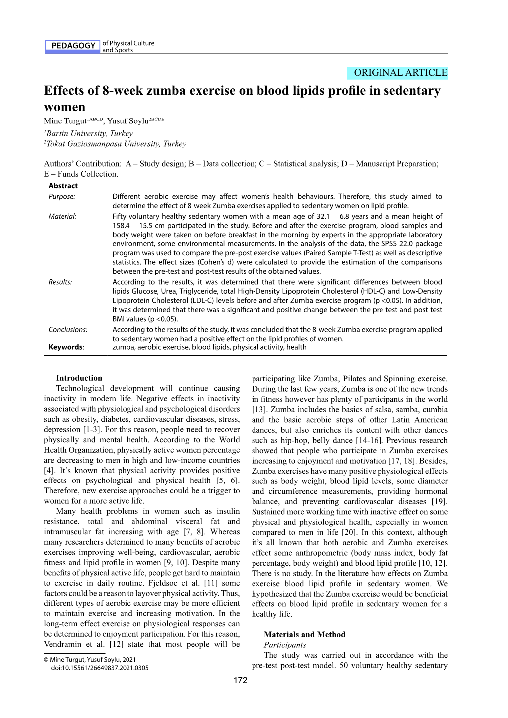 Effects of 8-Week Zumba Exercise on Blood Lipids Profile in Sedentary Women