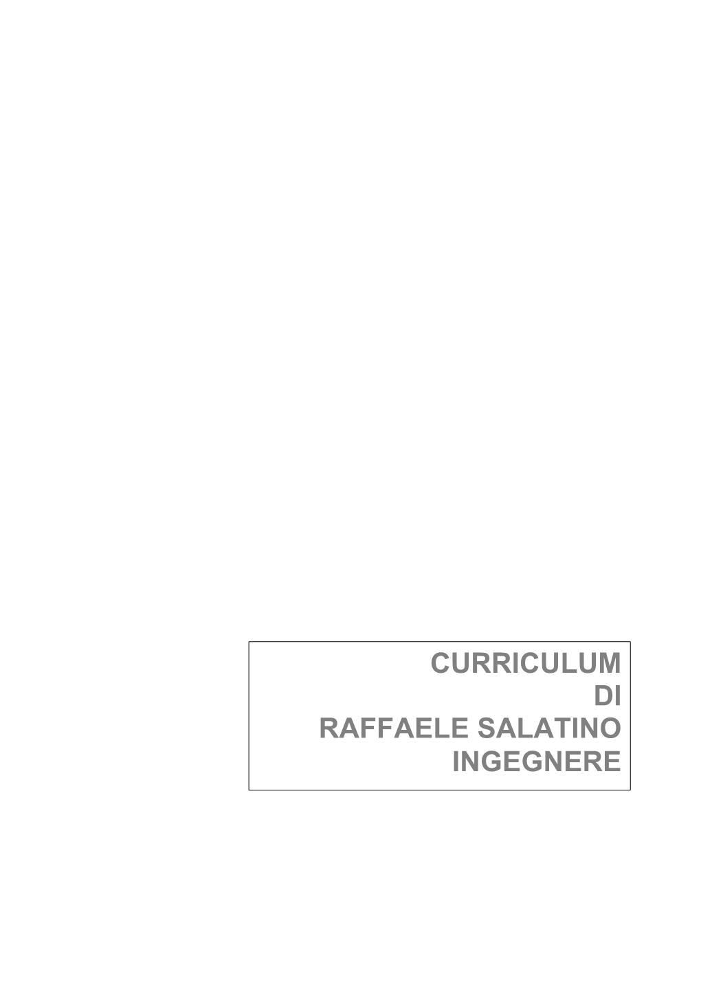 CURRICULUM DI RAFFAELE SALATINO INGEGNERE RAFFAELE SALATINO INGEGNERE Via R.Misasi,57 - 87100 Cosenza Tel