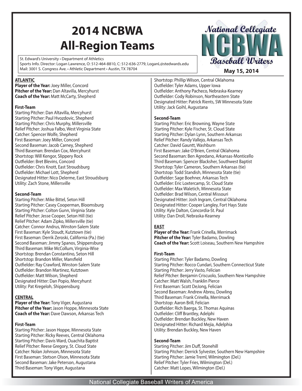 2014 NCBWA All-Region Teams