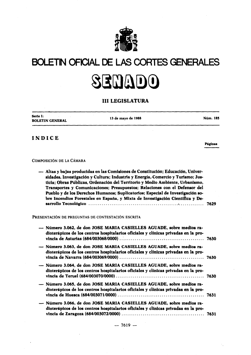 BOLETN Oflclal DE LAS CORTES GENERALES