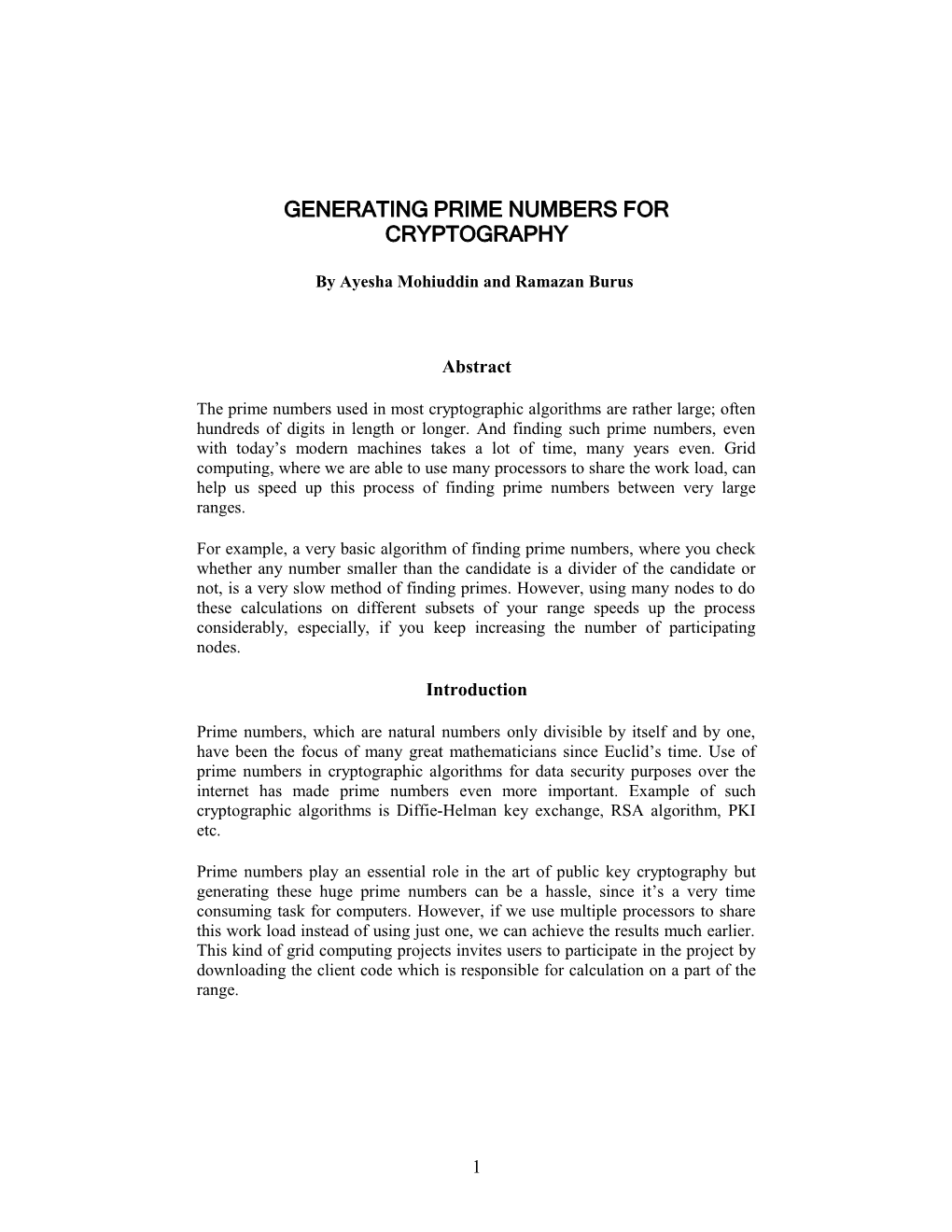 Generating Prime Numbers for Cryptography