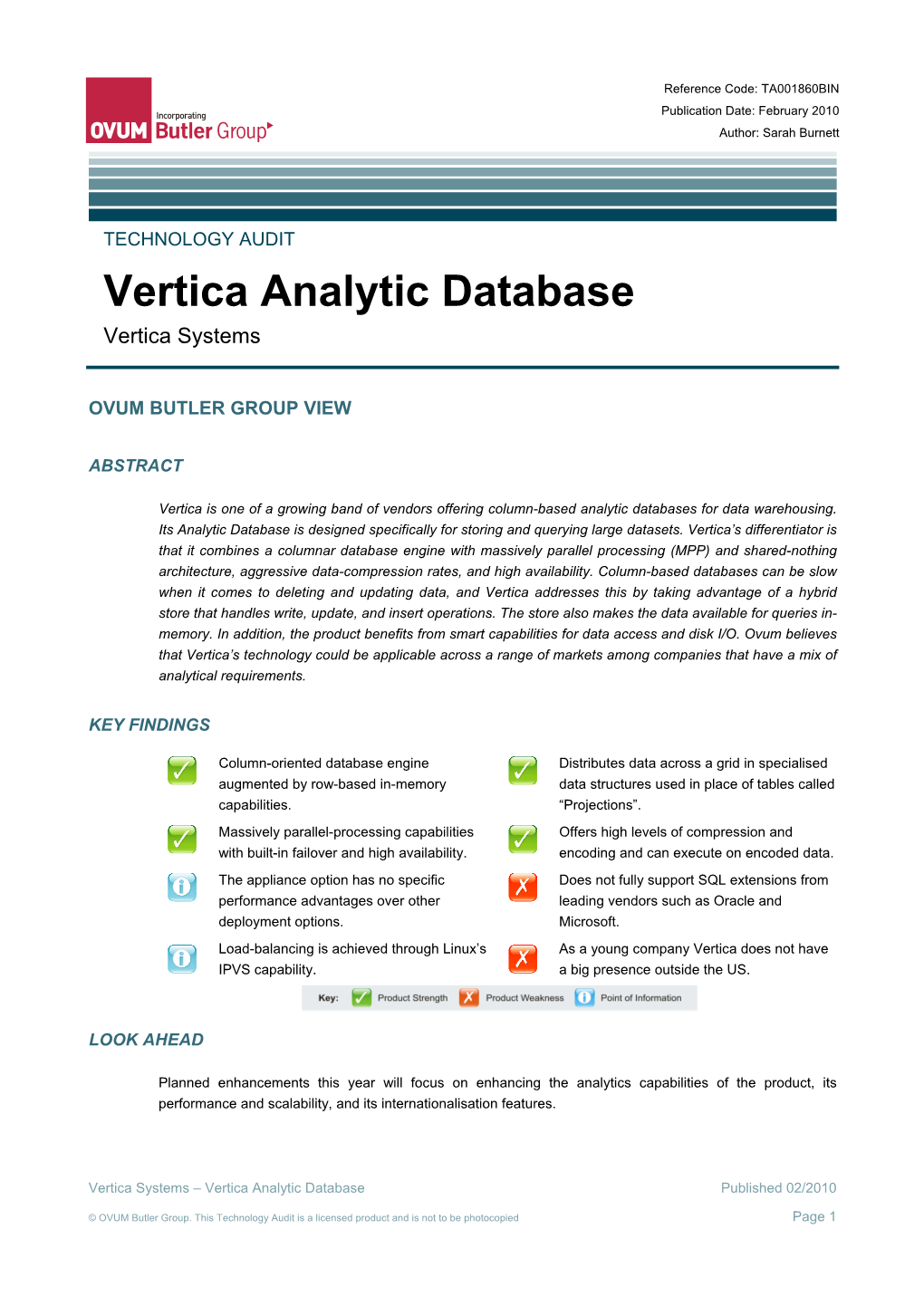 Vertica Analytic Database Vertica Systems