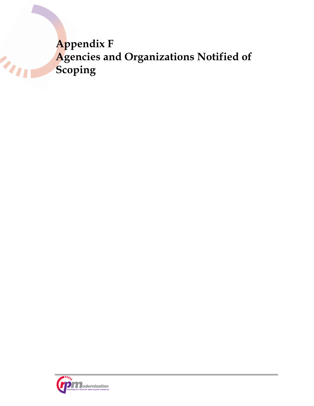 Appendix F: Agencies and Organizations Notified of Scoping